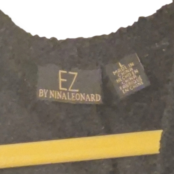 EZ By Nina Leonard Drapped Cocoon Cardigan Sz L Black - Picture 9 of 9